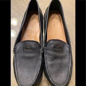Coach Black Leather Slip Ons